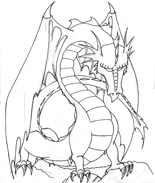 Drawing - Dragon Line Art
