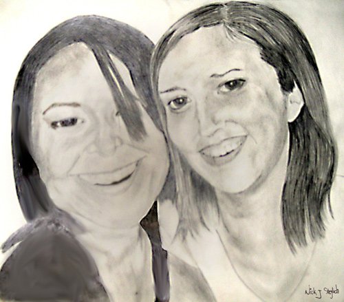 "Melissa & Sarah" - Pencil on Paper