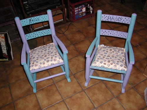 Hand-Painted Children's Rocking Chairs w/ Custom Cushions