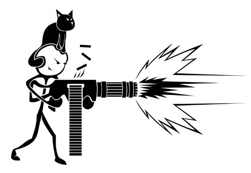 Stickers - Unhappy Life: Antagonist: Gattling Gun